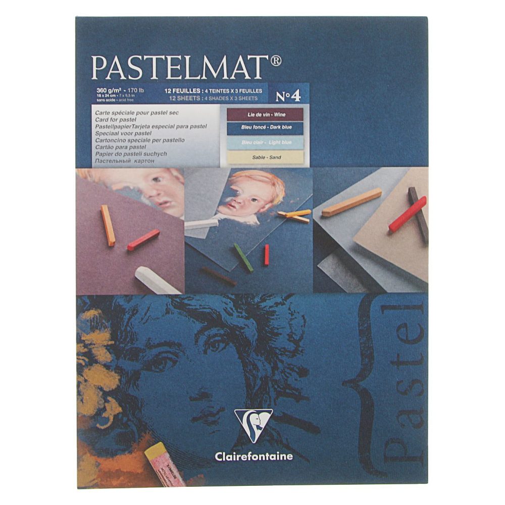 Блок бумаги "Pastelmat", 18x24 см, 360 г/м2, 12 листов, 4 цвета