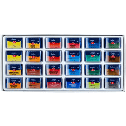 Краски акварельные "Ладога", набор 24 цветов, кюветы - 4