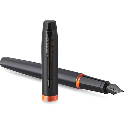 Ручка перьевая Parker "IM Vibrant Rings F315", M, черный, оранжевый, патрон синий - 3