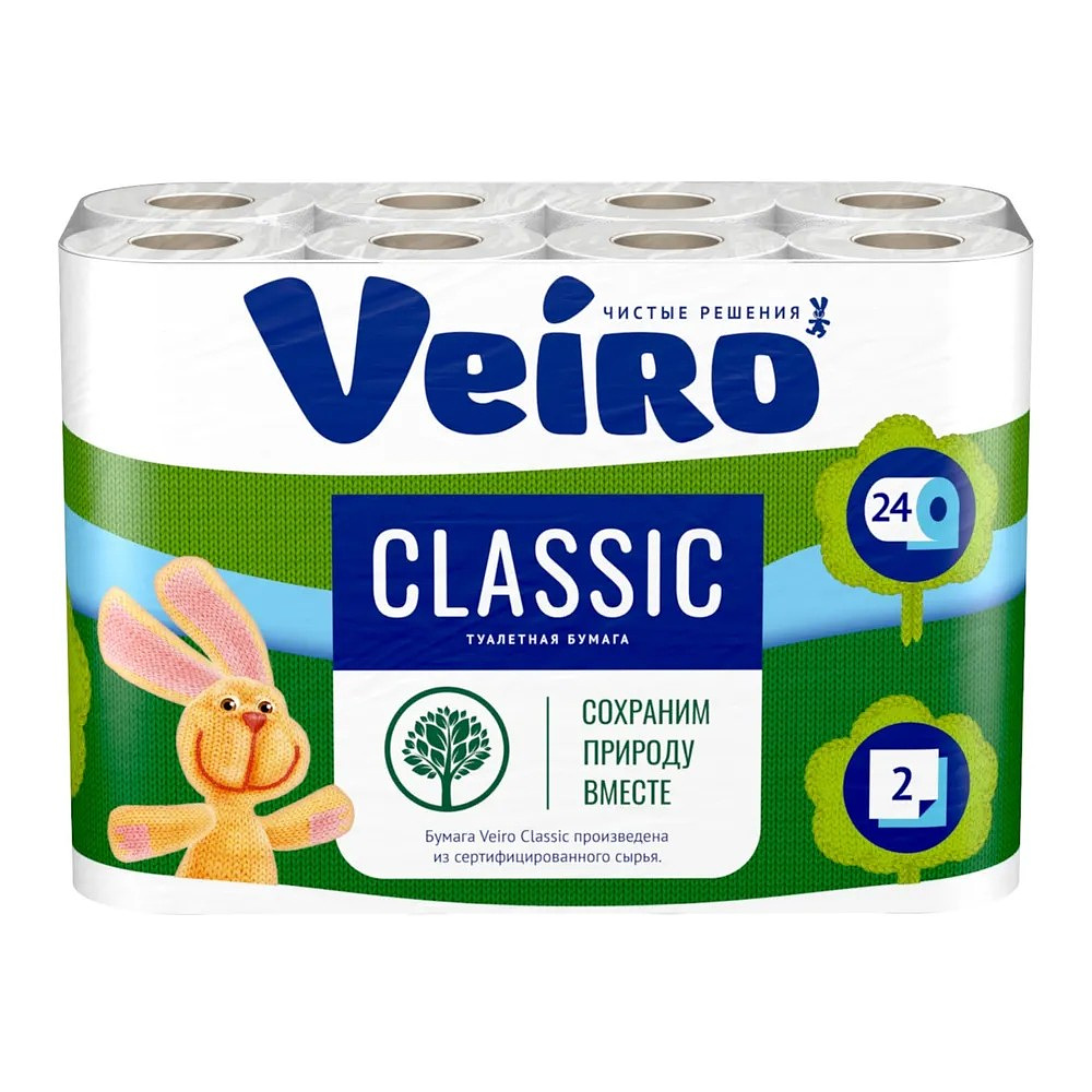 Бумага туалетная "Veiro Classic", 2 слоя, 24 рулона
