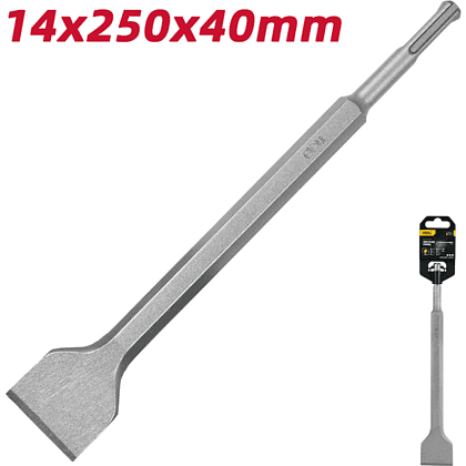 Зубило лопаточное Deli YS EDH-YBZ40250-E1, для перфоратора, 14 x 250 x 40 мм, SDS-PLUS - 4