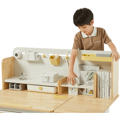 Стол Ergosmart регулируемый Galleon, 1200х700х(520-760) мм, гевея беленая, с книжной полкой - 24