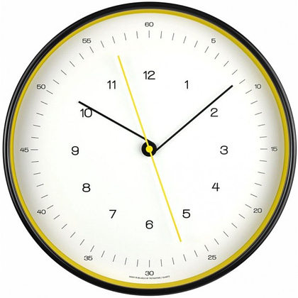 Часы настенные круглые "777707216", пластик, черный, желтый