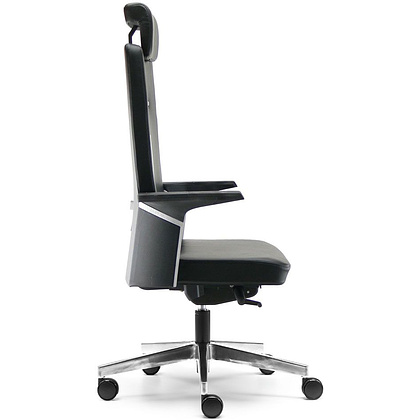 Кресло для руководителя "SOKOA K01", кожа, алюминий, черный - 5