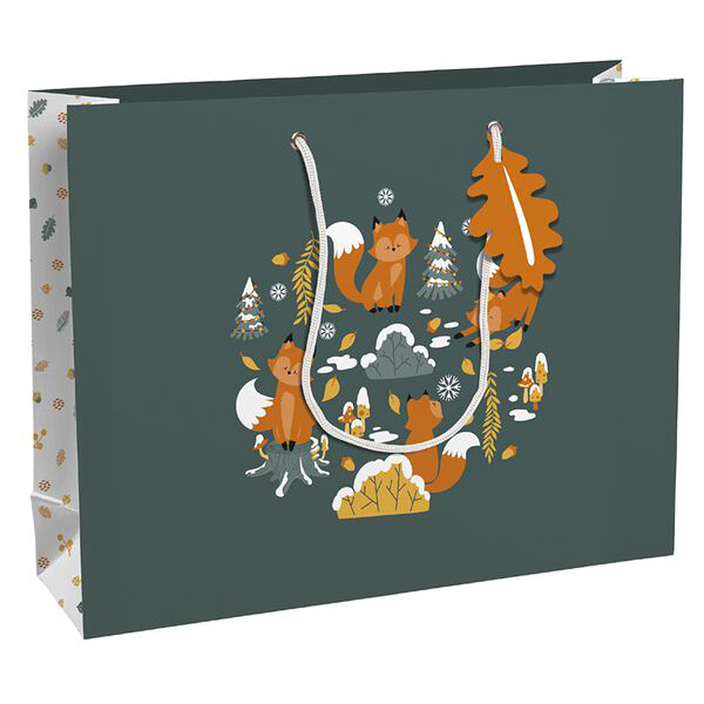 Пакет бумажный подарочный "Fox", 37.3x11.8x27.5 см, разноцветный