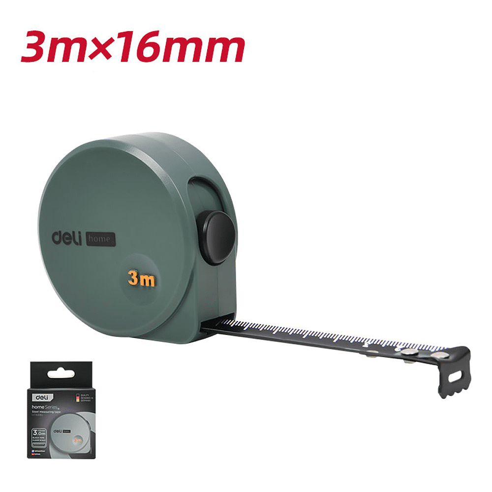 Рулетка Deli HS EHT8316L, 3 м х 16 мм, Soft Touch, зеленый - 5