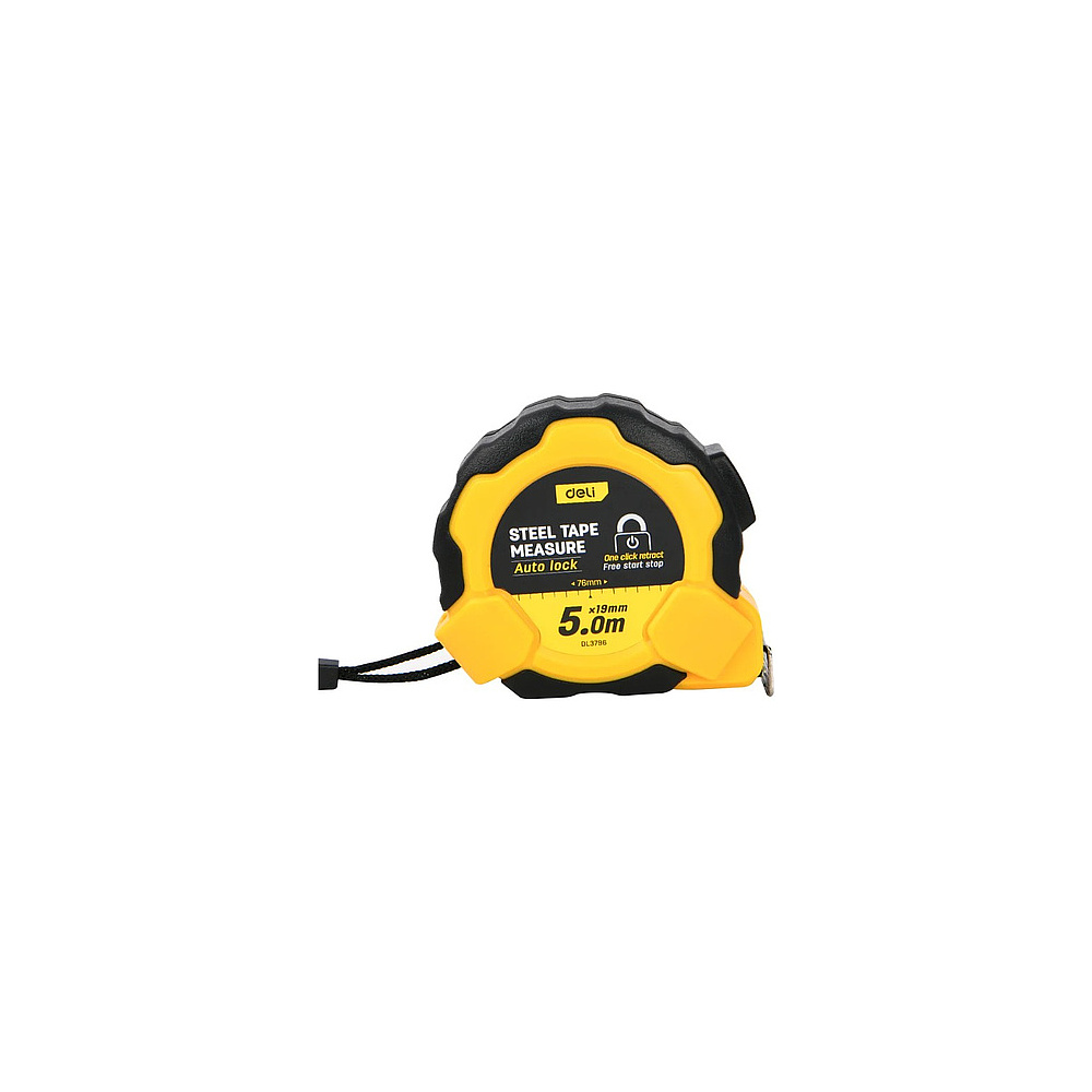 Рулетка Deli YS EDL3796, 5 м х 19 мм, желтый, черный