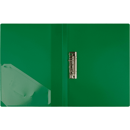 Папка В-611 "Стандарт" с зажимом и карманом, пластик , зеленый - 2