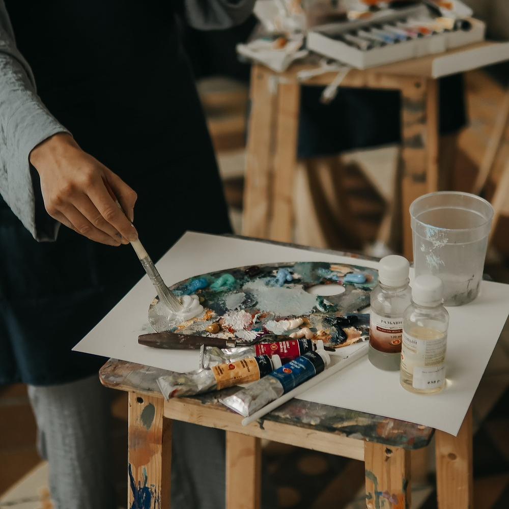 Краски акриловые "Ладога", 206 охра светлая, 500 мл., банка - 4