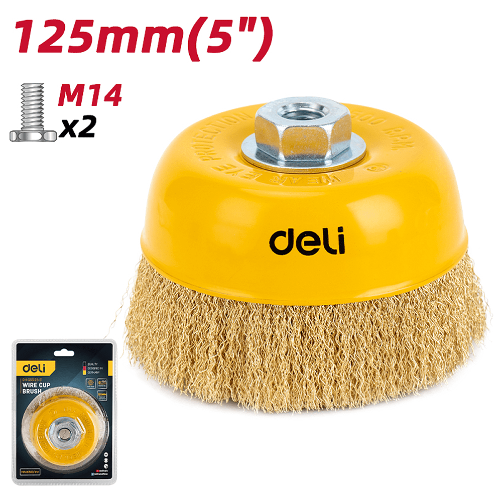 Щетка для УШМ Deli YS EDH-GSS125-E1, чашечная, проволочная, 125 мм - 2