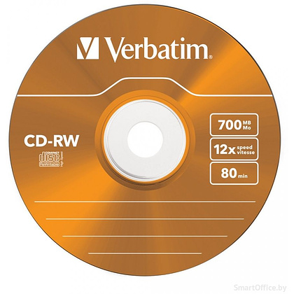 Диск перезаписываемый Verbatim "Slim",  CD-RW, 700 Мб, тонкий футляр (slim case), 5 шт - 4