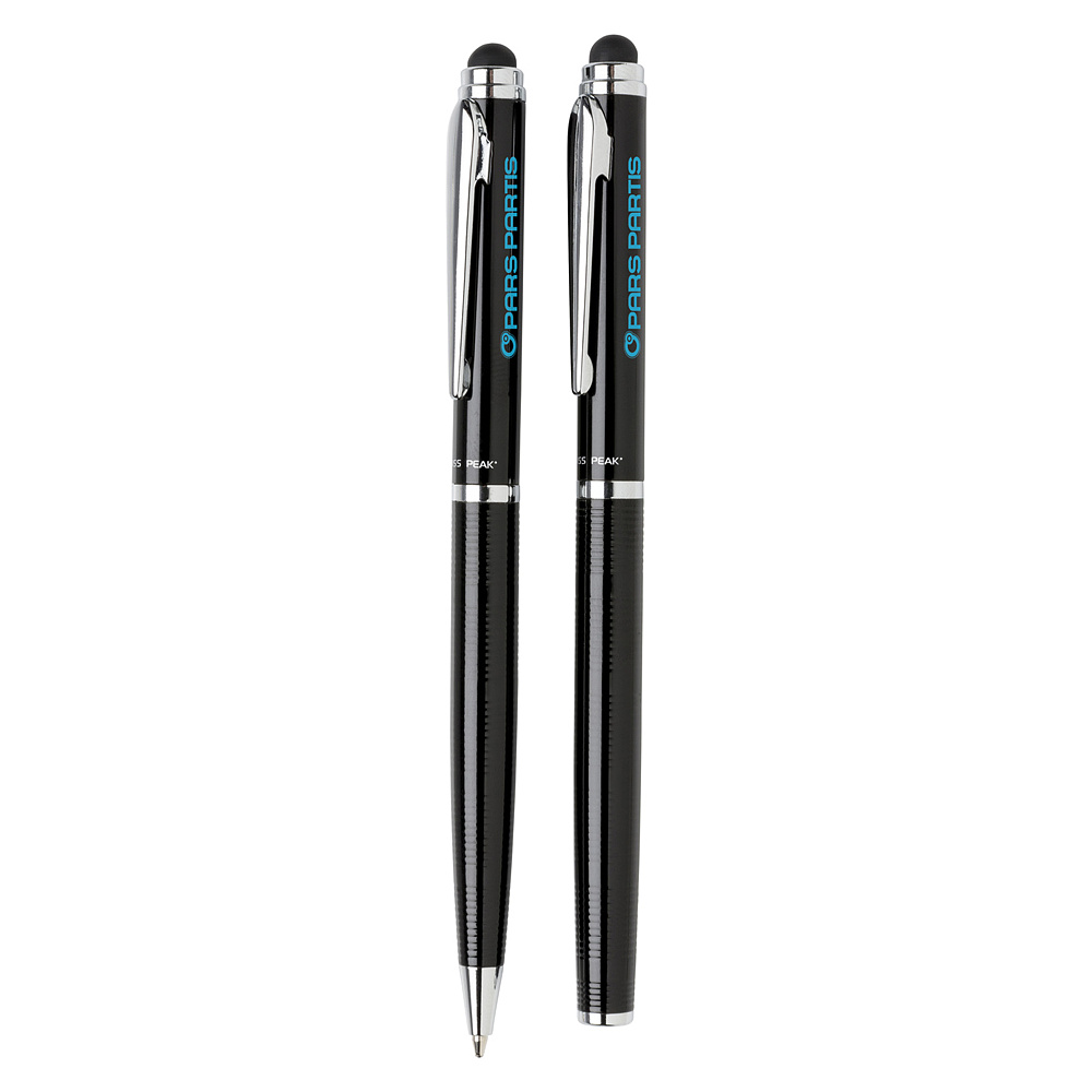 Набор ручек "Deluxe": ручка шариковая автоматическая и роллер, черный, серебристый - 6
