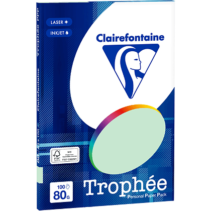 Бумага цветная "Trophée", А4, 100 листов, 80 г/м2, зеленый