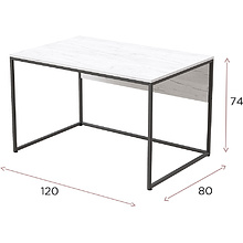 Стол письменный "Лофт Бейрут ДТ-2", 1200х800х740 мм, черный, белый крафт