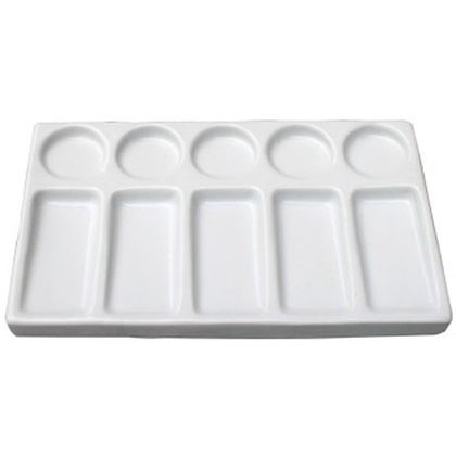 Палитра фарфоровая "Сонет", прямоугольная, 10 ячеек, 11х19 см