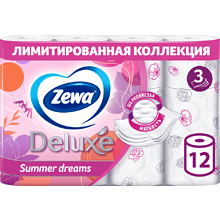 Бумага туалетная Zewa Deluxe 3 слоя, 12 рулонов
