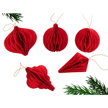 Игрушка бумажная елочная "10888059", 5 шт, красный