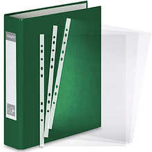 Набор папка на 4 кольца "VauPe", зеленый + файлы "Inter-folia", 100 шт