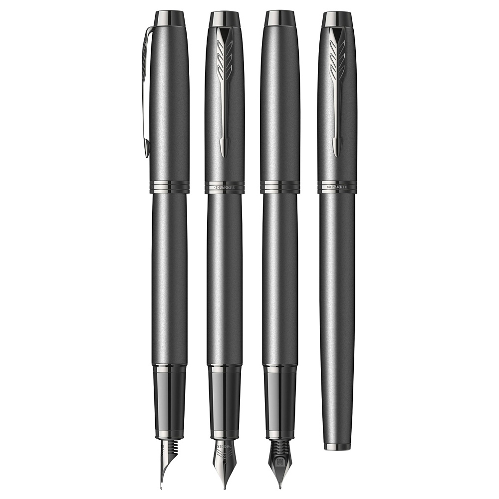Ручка перьевая "Parker IIM Achromatic", F, черный, патрон синий - 4