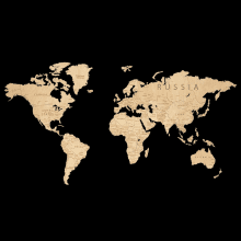 Пазл деревянный "Карта мира на английском языке" одноуровневый на стену