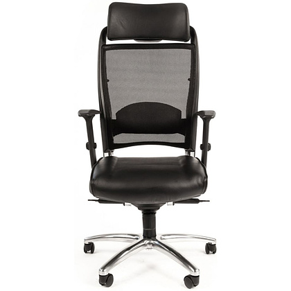 Кресло для руководителя "Chairman Ergo 281 Chrome", кожа, металл, черный - 2
