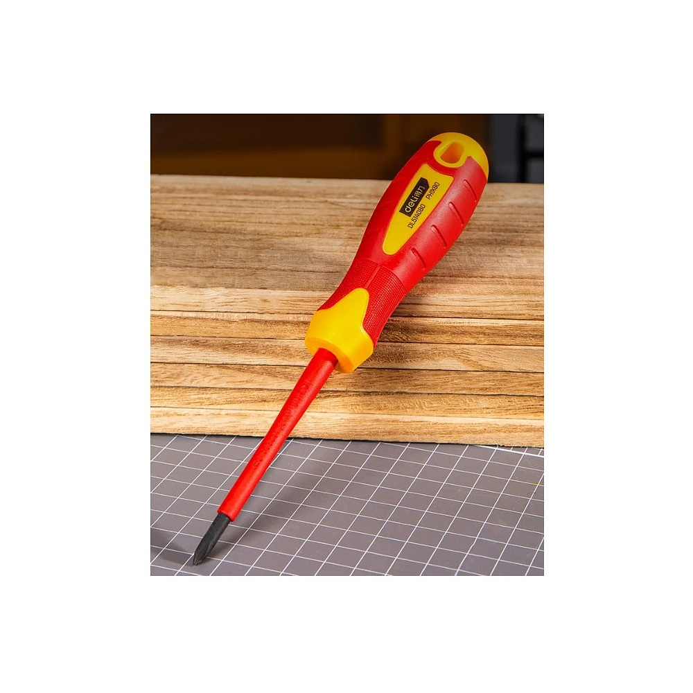 Отвертка диэлектрическая Deli YS EDL5140800, PH1х80 мм, желтый, красный - 3