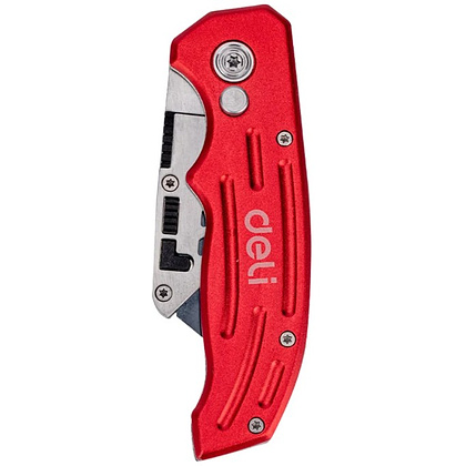 Нож строительный складной Deli RS EDL040, трапеция, 19T, красный - 8
