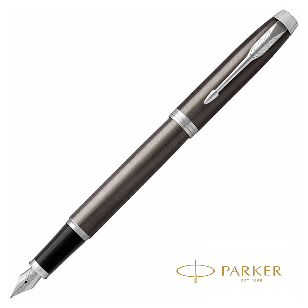 Ручка перьевая "Parker IM Dark Espresso Lacque CT", F, кофейный, серебристый, патрон синий