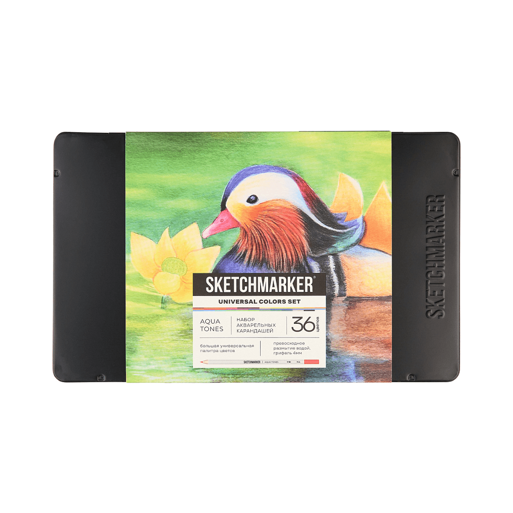 Цветные карандаши акварельные "Sketchmarker Универсальный", набор 36 цветов, жестяной пенал