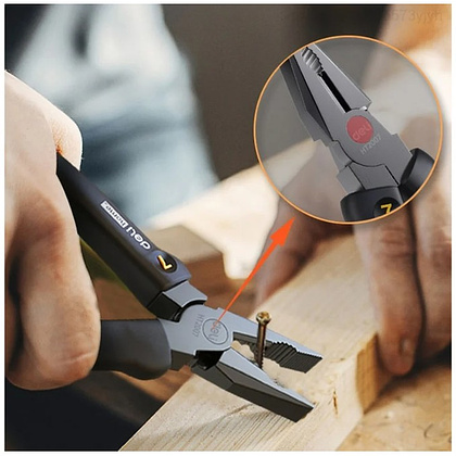 Длинногубцы Deli HS EHT2007, 180 мм, Soft Touch, черный - 9