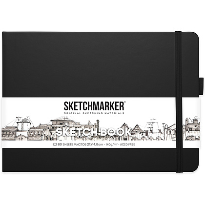 Скетчбук "Sketchmarker", 21x14.8 см, 140 г/м2, 80 листов, черный пейзаж