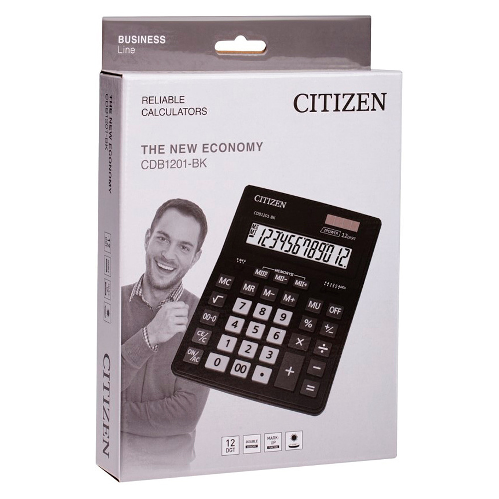 Калькулятор настольный Citizen "CDB-1201 BK", 12-разрядный, черный - 3