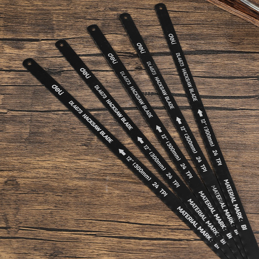 Набор полотен для ножовки Deli YS EDL4673, по металлу, 300 мм, 24TPI, 5 шт, черный - 5
