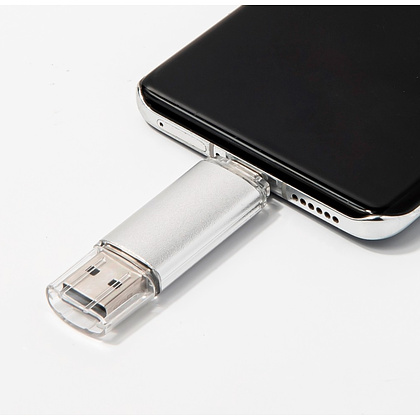 Карта памяти USB Flash 2.0 "Assorti", 16 Gb, OTG/Type-C, серебристый - 4