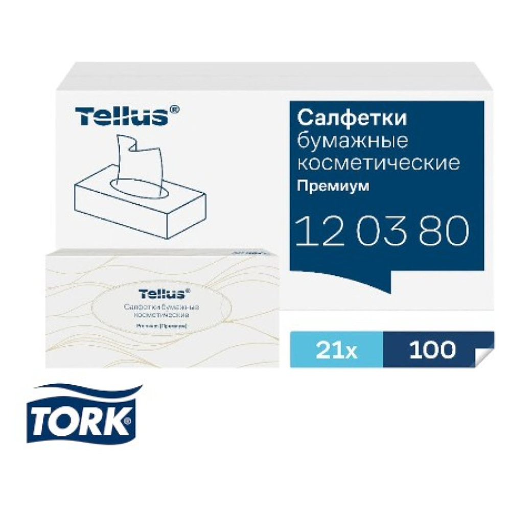 Салфетки косметические Tellus Премиум, 100шт/уп, FT1