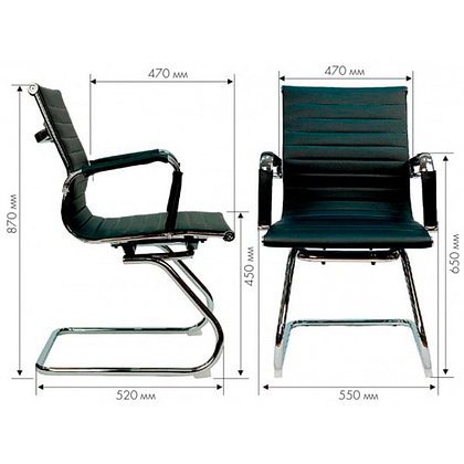 Кресло для посетителей EVERPROF "Leo CF", экокожа, металл, черный  - 3