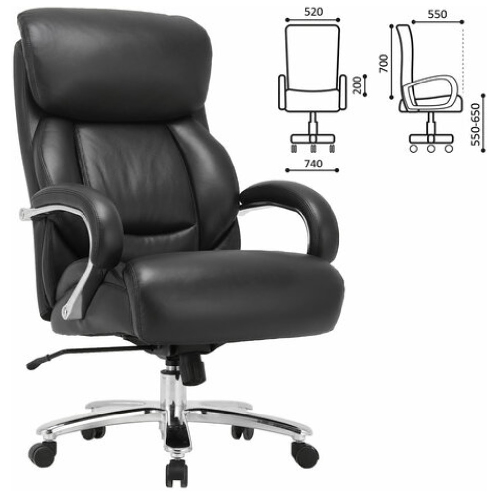Кресло для руководителя BRABIX "Premium Blocks Pride HD-100", натуральная кожа, металл, черный - 3