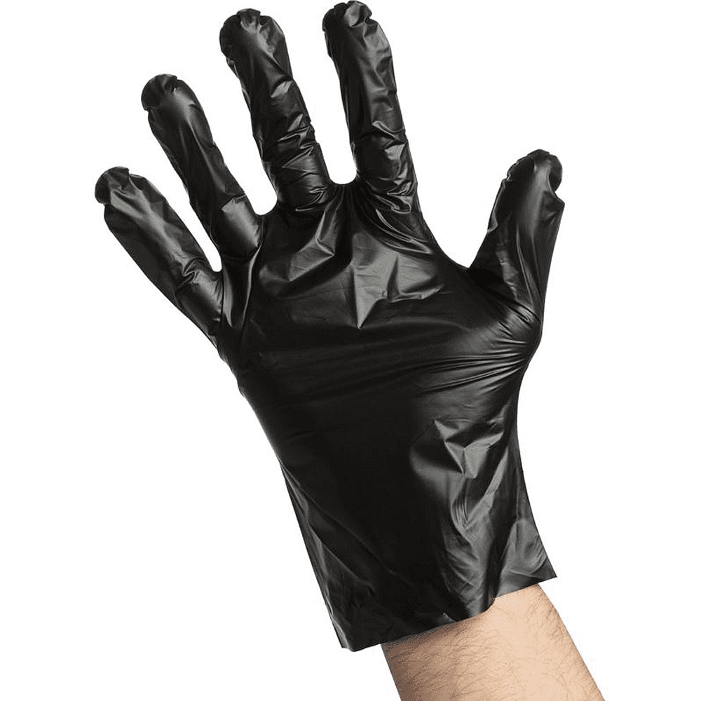 Перчатки ТПЭ одноразовые "Aviora", р-р L, 100 шт/упак, черный - 2