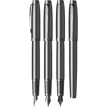 Ручка перьевая "Parker IIM Achromatic", F, черный, патрон синий - 4