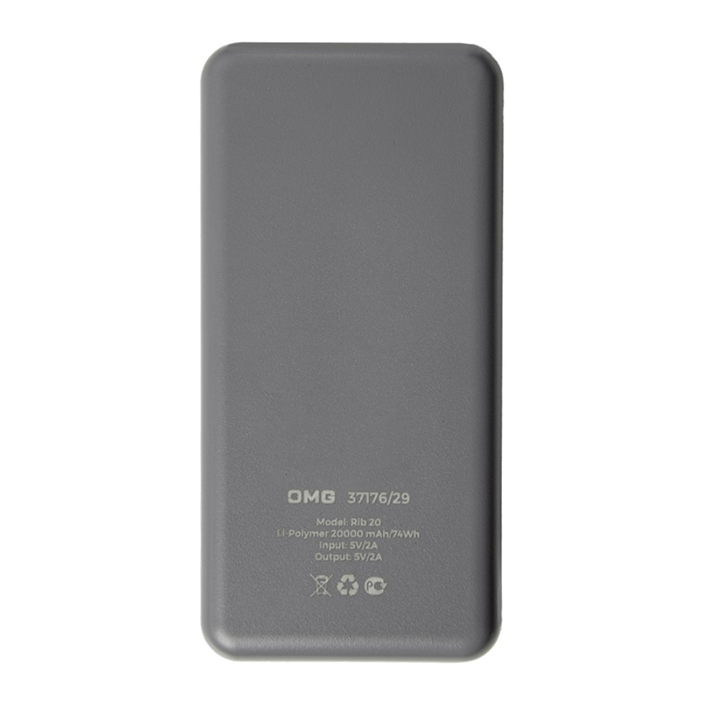 Внешний аккумулятор Power Bank "Rib 20", 20000 mAh, серый - 3