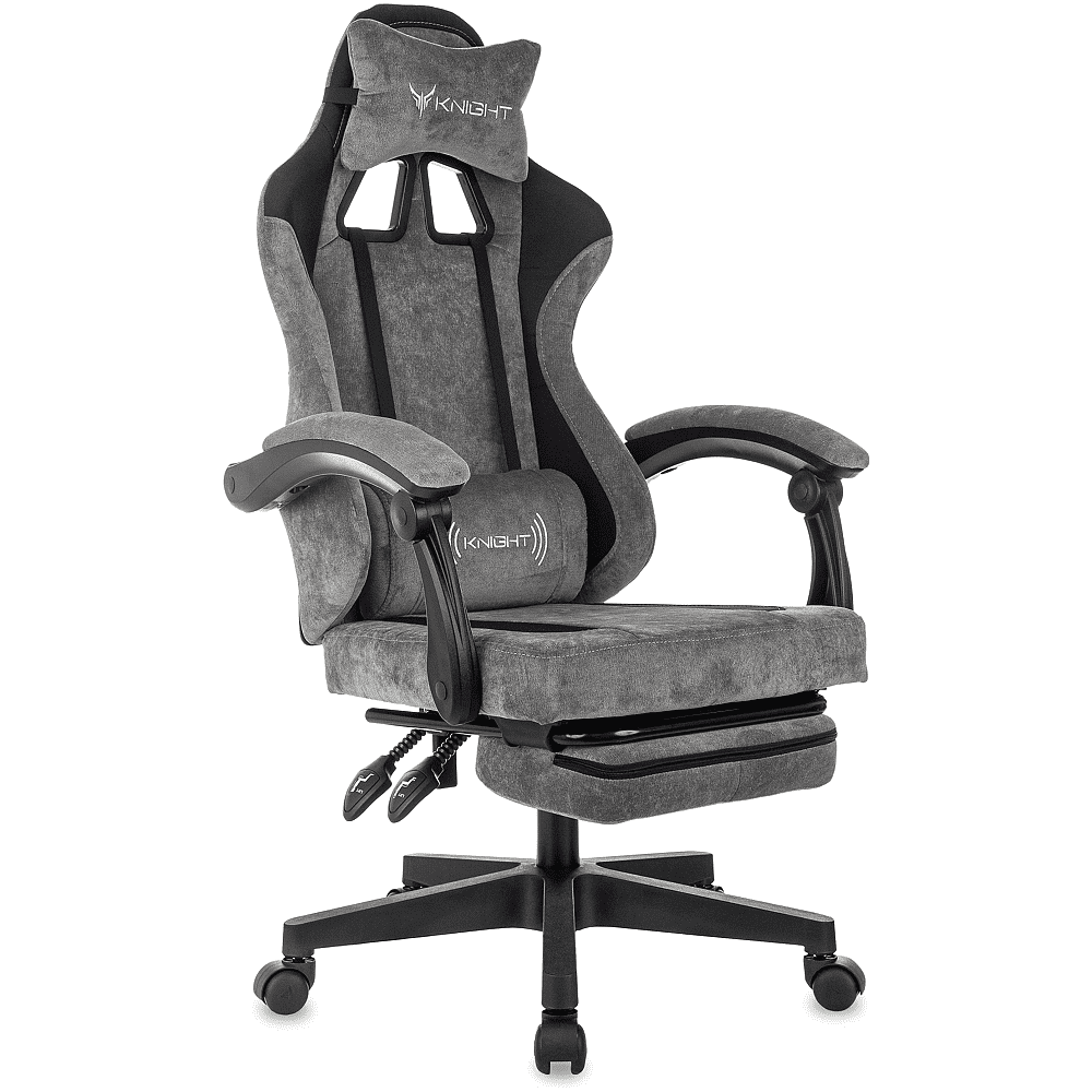 Кресло игровое Бюрократ Knight "Custom/F GR", ткань, пластик, серый, черный