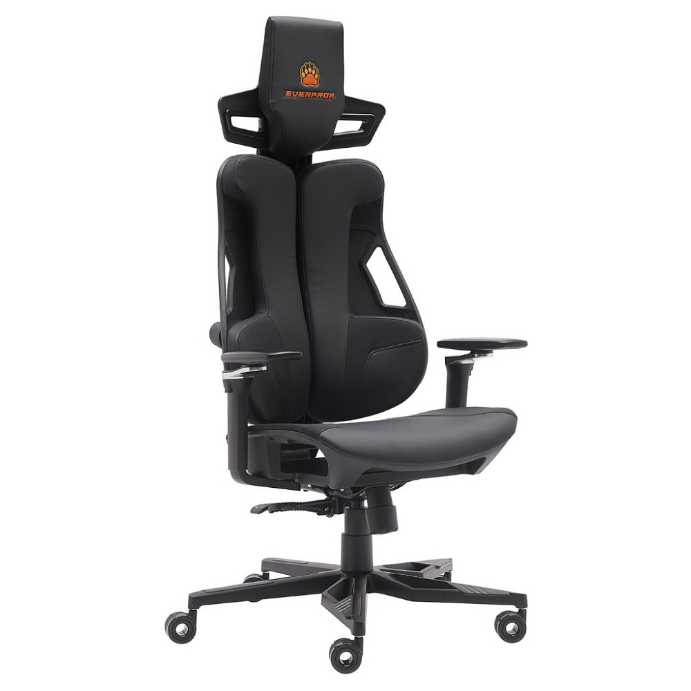 Кресло игровое EVERPROF "Serval X", экокожа, алюминий, черный