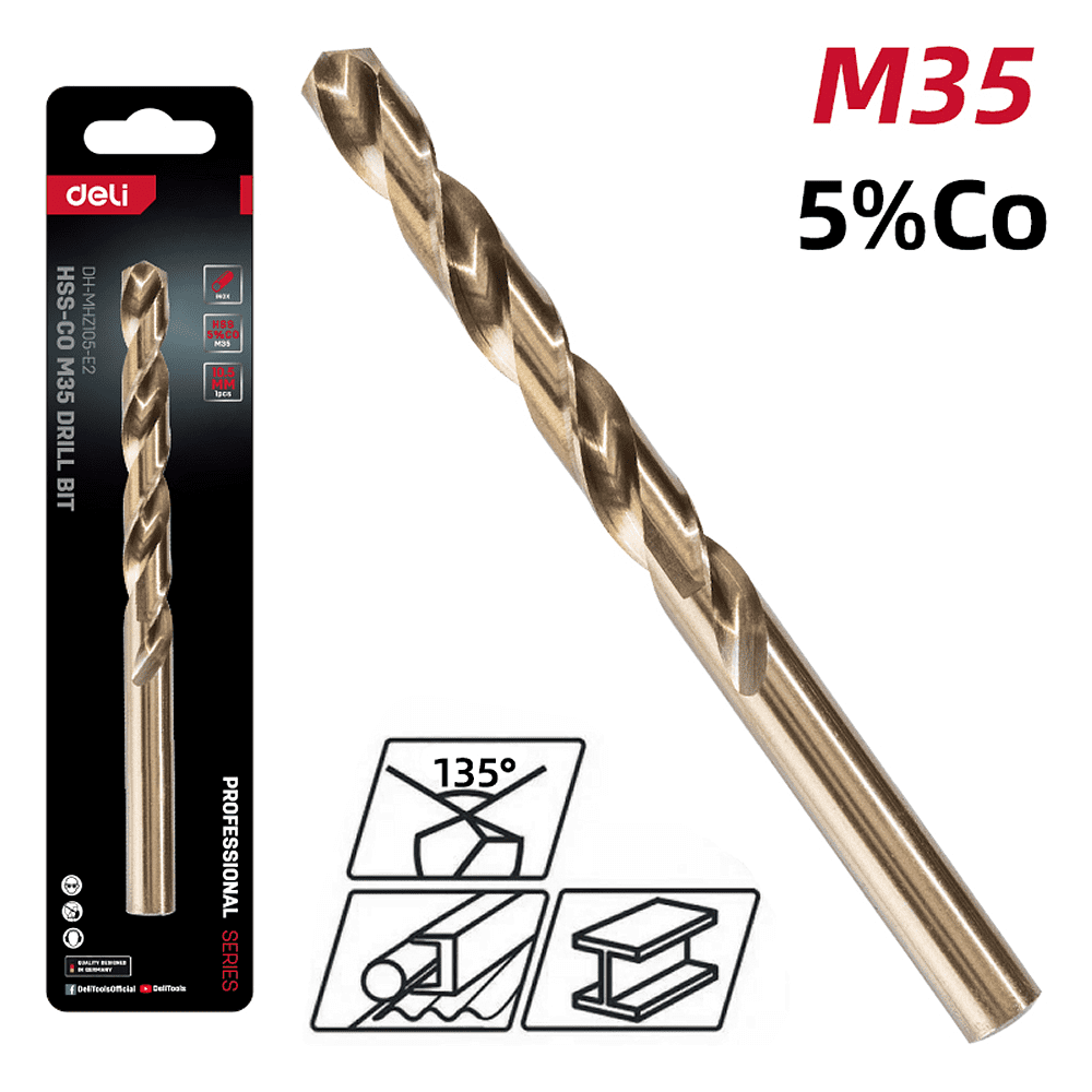 Сверло по металлу Deli RS EDH-MHZ100-E2, 10.0 мм, DIN 338, HSCo 5% - 2