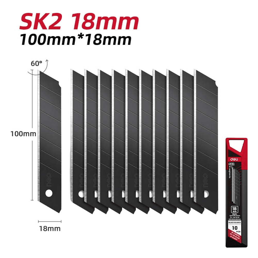 Лезвие для большого ножа "Deli SK2",18 мм, 10 штук - 5