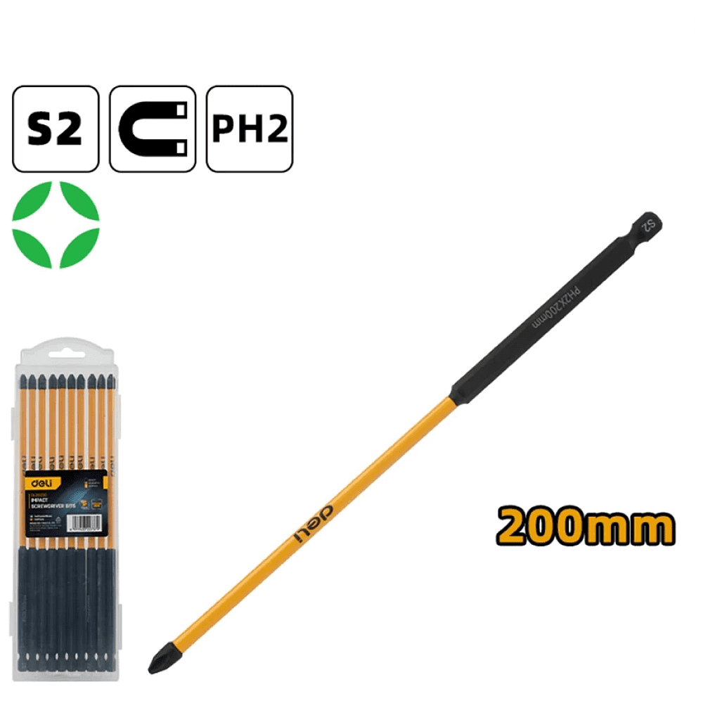 Бита Deli YS EDL251200, ударная, 10 шт., PH2 x 200 мм - 2