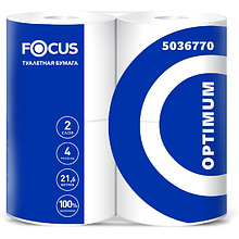 Бумага туалетная Focus Optimum, 2 слоя, 21,6 м, 4 рулона, 100% целлюлоза