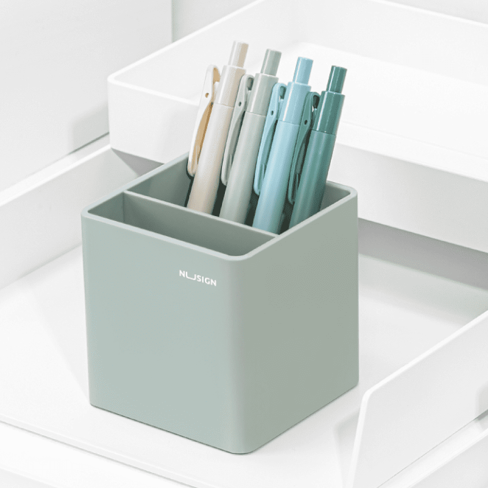 Подставка для ручек "Nusign", пластик, 2 деления, зеленый - 3