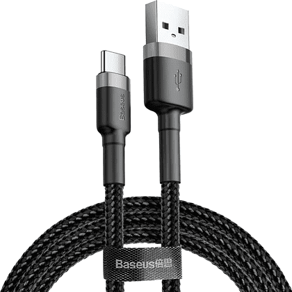 Кабель Baseus CATKLF-CG1, USB to Type-C, 2 м, Gray+Black
