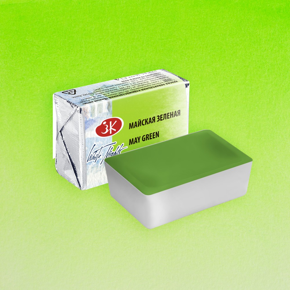 Краски акварельные "Белые ночи", 745 майская зелёная, кювета - 2