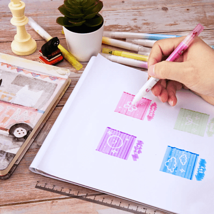 Маркер текстовый двусторонний "Erasable", фиолетовый - 4